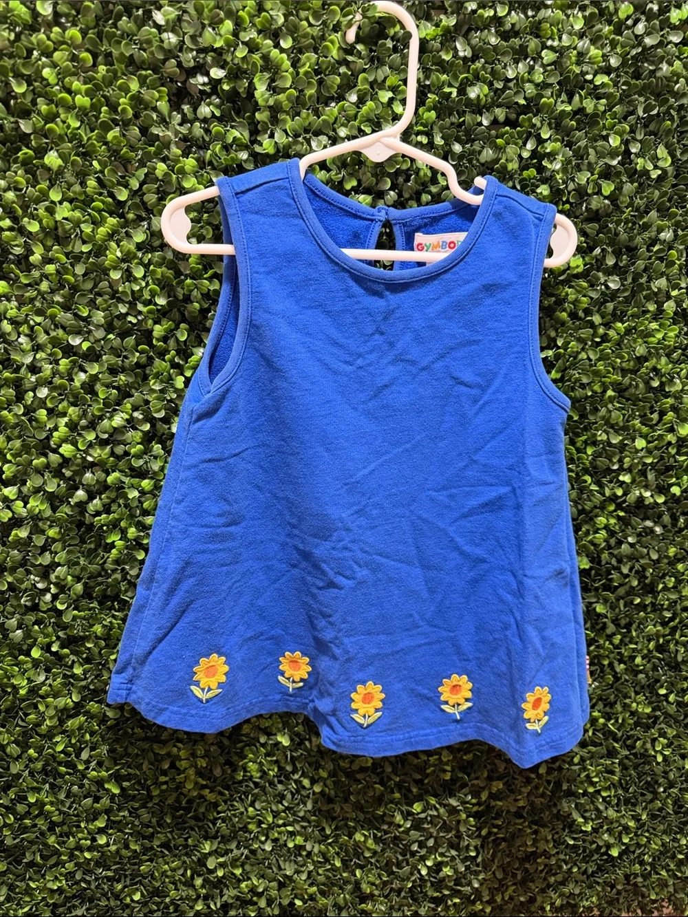 Gymboree Royal Blue Sleeveless Tunic with Sunflower Embroidery